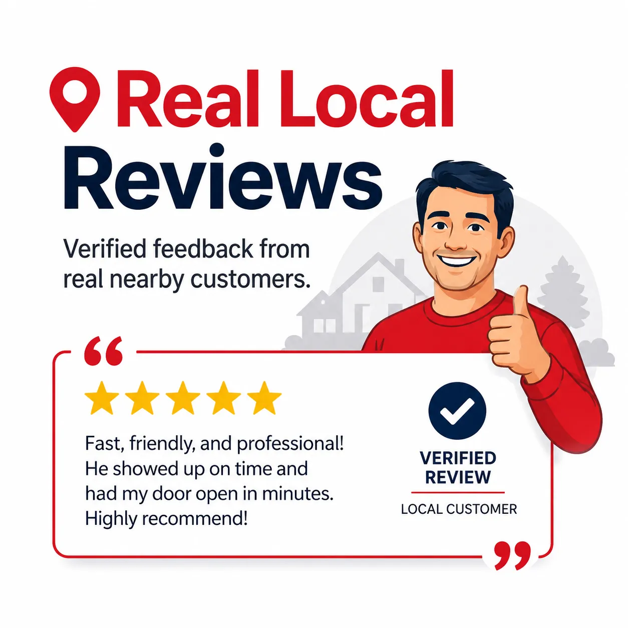 Local locksmith service verified customer review graphic