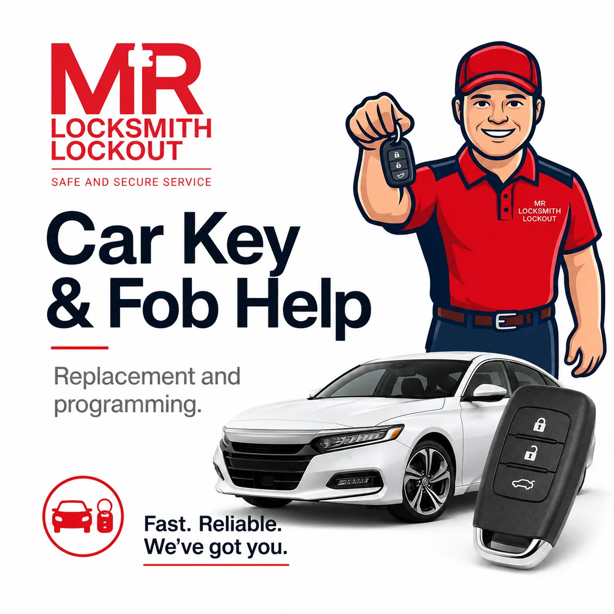 Mobile automotive locksmith programming a car key fob in Eastern CT