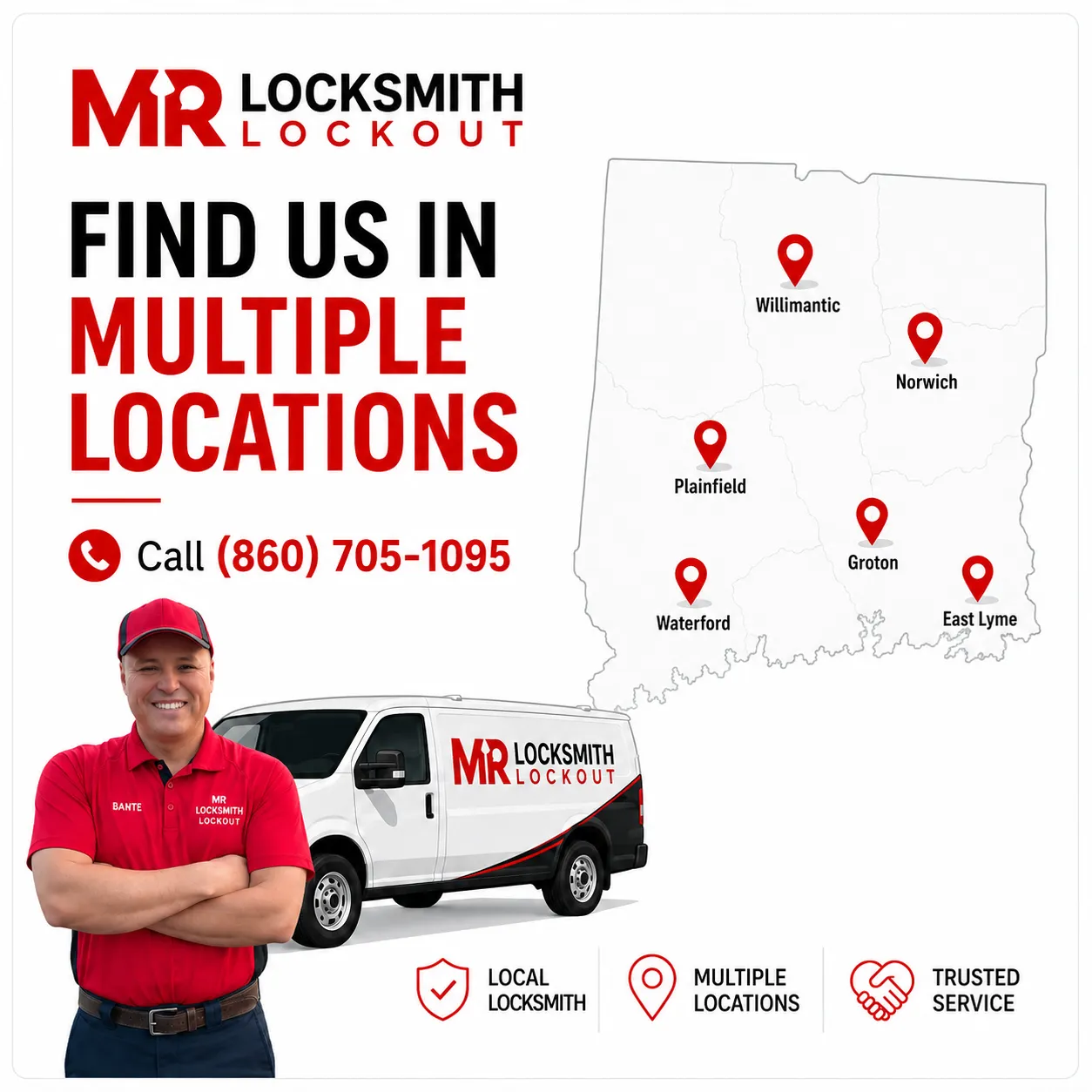 Mr Locksmith Lockout real physical office address Norwich CT