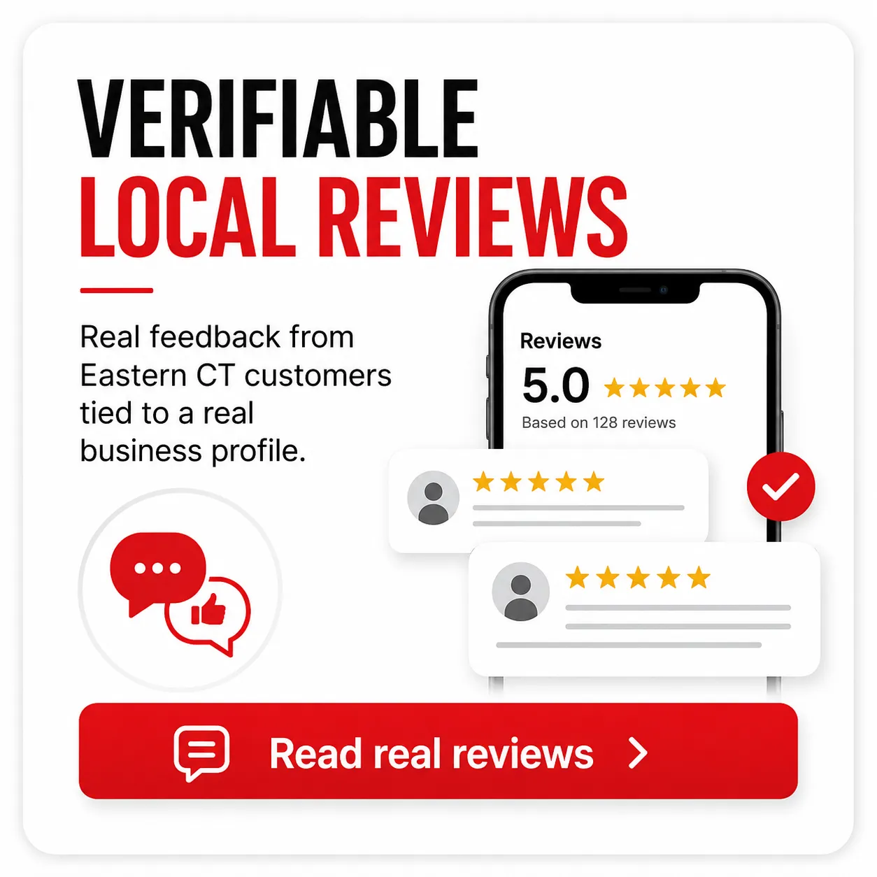 Verifiable local reviews Eastern CT customer feedback